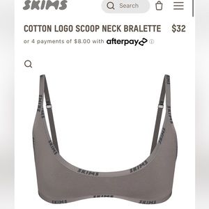 NWOT Skims cotton logo scoop bra